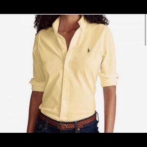 Yellow Polo Ralph Lauren Women’s button down Oxford shirt size 6 slim fit